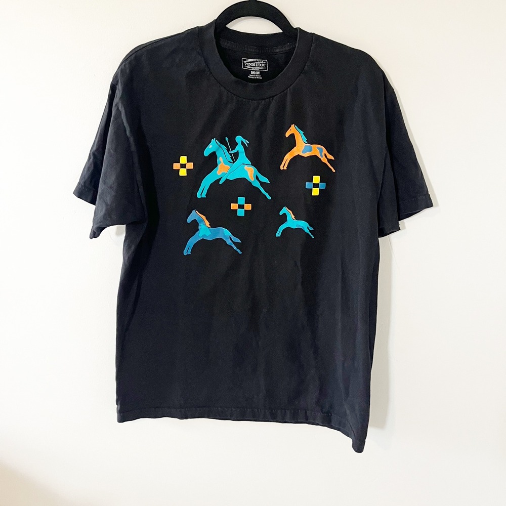 Pendleton Mens Black Horse Graphic T-Shirt Western Southwestern Size M